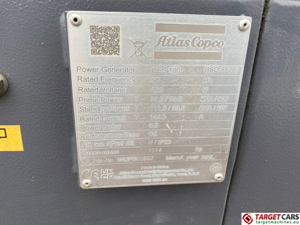 Set generatora novi Atlas Copco QES100 Diesel 100KVA Generator 400/230V Unused: slika 10