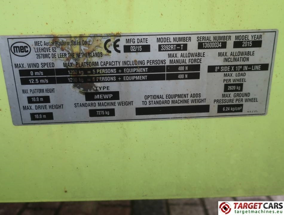 Lift u obliku makaza MEC 3392RT-T Diesel 4x4 Scissor Work LIft 1200cm: slika 10