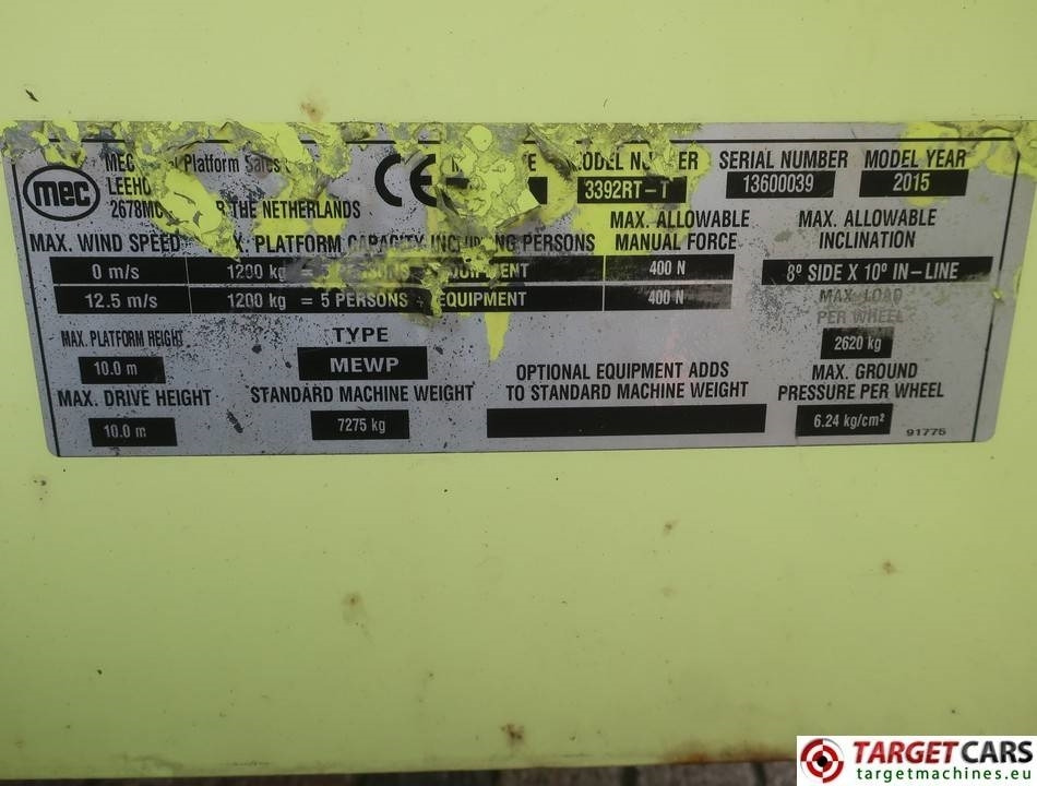 Lift u obliku makaza MEC 3392RT-T Diesel 4x4 Scissor Work Lift 1200cm: slika 10