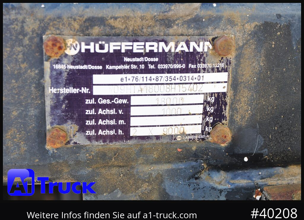 HUEFFERMANN HTA1800, Ballast, BPW Achsen, Luft, - Plato prikolica: slika 4 HUEFFERMANN HTA1800, Ballast, BPW Achsen, Luft, - Plato prikolica: slika 4