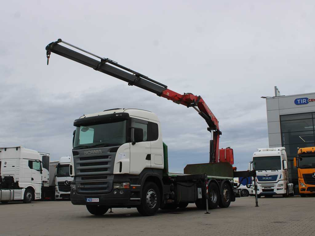 Scania R 500, 6X2, EURO 4, OPTICRUISE, HYDRAULIC ARM FASSI F220A.23 - Kamion sa tovarnim sandukom, Kamion sa dizalicom: slika 1 Scania R 500, 6X2, EURO 4, OPTICRUISE, HYDRAULIC ARM FASSI F220A.23 - Kamion sa tovarnim sandukom, Kamion sa dizalicom: slika 1