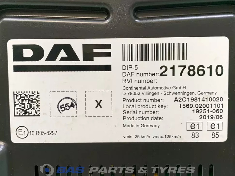 DAF CF Euro 6 - Komandna tabla za Kamion: slika 3 DAF CF Euro 6 - Komandna tabla za Kamion: slika 3