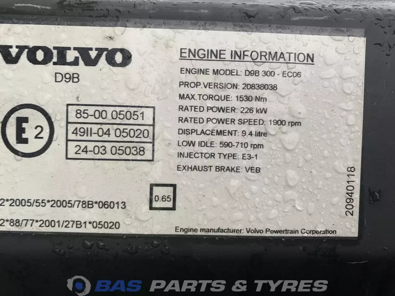Volvo FM2 Motor Volvo D9B 300 85001290 - Motor za Kamion: slika 5 Volvo FM2 Motor Volvo D9B 300 85001290 - Motor za Kamion: slika 5