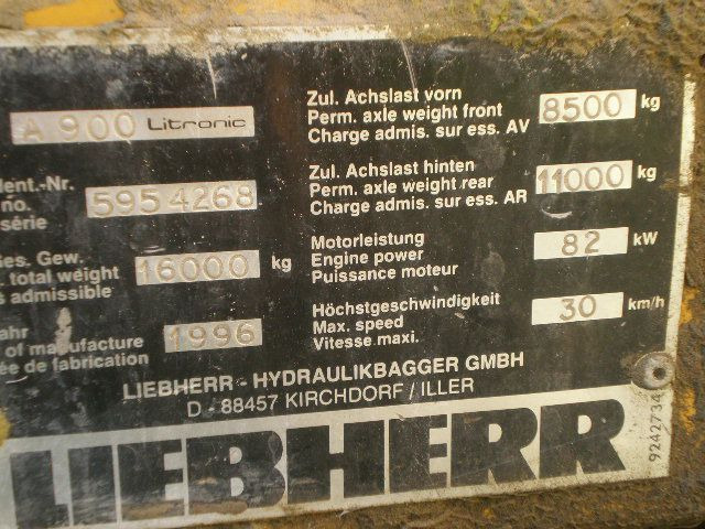 LIEBHERR A900LI - Bager točkaš: slika 2 LIEBHERR A900LI - Bager točkaš: slika 2