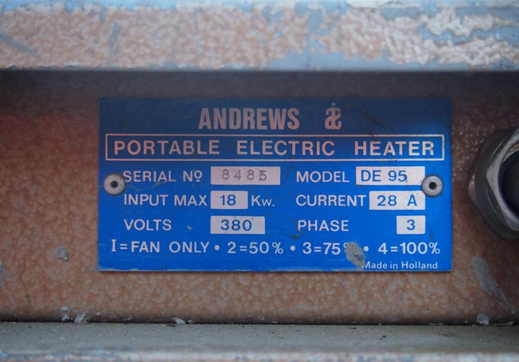 Nagrzewnica Mp DE95 2010 Nagrzewnica elektryczna 18KW ANDREWS DE95 - Građevinski grejač: slika 2 Nagrzewnica Mp DE95 2010 Nagrzewnica elektryczna 18KW ANDREWS DE95 - Građevinski grejač: slika 2