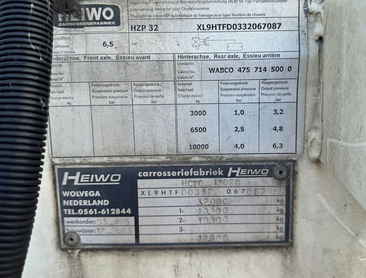 Poluprikolica sa zatvorenim sandukom HTF 2-AS Heiwo 1240 x 250 x 272 CM Inwendig Stuuras Laadklep APK TOT 07-2026: slika 13