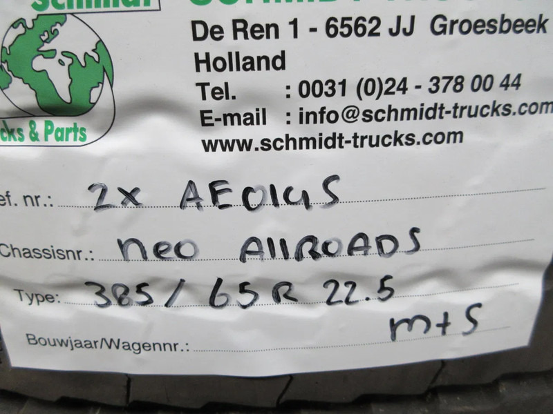 Aeolus 385 65 R 22.5 VOORBAND M+S MET STAAL WIEL 2 X OP VOORRAAD - Guma za Kamion: slika 4 Aeolus 385 65 R 22.5 VOORBAND M+S MET STAAL WIEL 2 X OP VOORRAAD - Guma za Kamion: slika 4