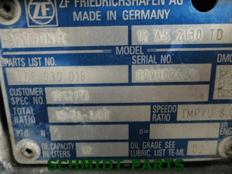 DAF 1912113 TRANSMISSIE 12 AS 2130 TD UITGEVOERD MET 3 D PTO EURO 6 CF XF - Menjač za Kamion: slika 2 DAF 1912113 TRANSMISSIE 12 AS 2130 TD UITGEVOERD MET 3 D PTO EURO 6 CF XF - Menjač za Kamion: slika 2
