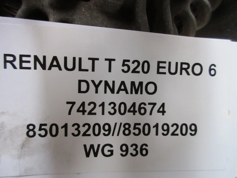 Renault 7421304674 // 7485013209 // 7485019209 DYNAMO RENAULT T 520 EURO 6 - Alternator za Kamion: slika 5 Renault 7421304674 // 7485013209 // 7485019209 DYNAMO RENAULT T 520 EURO 6 - Alternator za Kamion: slika 5