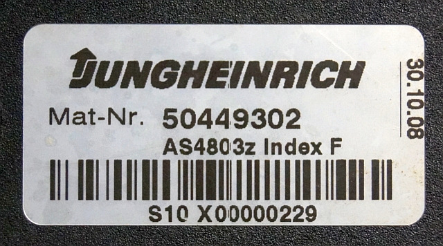 Jungheinrich 50449302 | Stuur regeling Controller AS4803 Z Index F sn.S10X000002 - Upravljačka jedinica za Oprema za rukovanje materijalima: slika 3 Jungheinrich 50449302 | Stuur regeling Controller AS4803 Z Index F sn.S10X000002 - Upravljačka jedinica za Oprema za rukovanje materijalima: slika 3