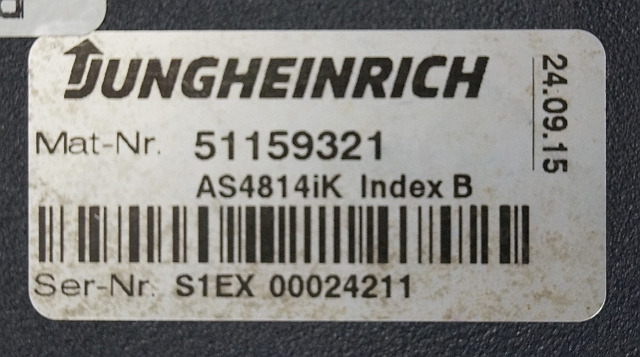 Jungheinrich 51159321 | Rij/hef regeling drive/lifting controller AS4814Ik Index - Upravljačka jedinica za Oprema za rukovanje materijalima: slika 4 Jungheinrich 51159321 | Rij/hef regeling drive/lifting controller AS4814Ik Index - Upravljačka jedinica za Oprema za rukovanje materijalima: slika 4