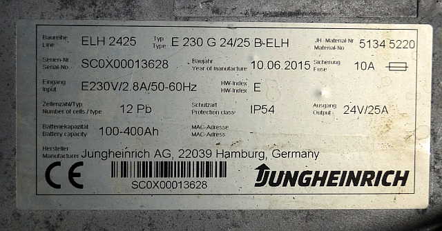 Jungheinrich 51345220 | Build in charger ELH2425 24V/25A 100-400Ah year 2025 sn. Build in charger ELH2425 24V/25A 100-400Ah year 2025 sn. SNOX00013628 - Baterija za Oprema za rukovanje materijalima: slika 4 Jungheinrich 51345220 | Build in charger ELH2425 24V/25A 100-400Ah year 2025 sn. Build in charger ELH2425 24V/25A 100-400Ah year 2025 sn. SNOX00013628 - Baterija za Oprema za rukovanje materijalima: slika 4