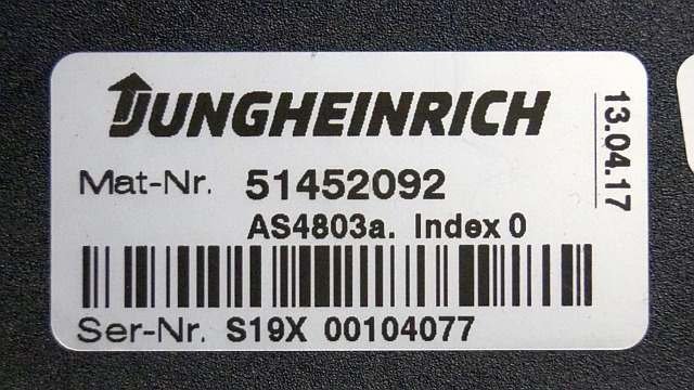 Jungheinrich 51452092 | Stuur regeling steering controller AS4803A index O sn. S - Upravljačka jedinica za Oprema za rukovanje materijalima: slika 3 Jungheinrich 51452092 | Stuur regeling steering controller AS4803A index O sn. S - Upravljačka jedinica za Oprema za rukovanje materijalima: slika 3