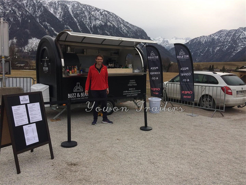 YOWON small fiberglass food vending trailer hot dog cart for Europe - Prikolica za hrane: slika 2 YOWON small fiberglass food vending trailer hot dog cart for Europe - Prikolica za hrane: slika 2