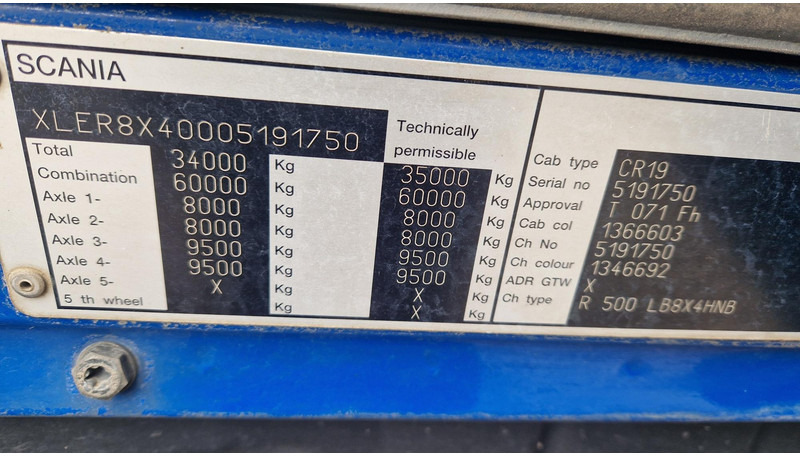 Kamion sa hidrauličnom kukom, Kamion sa dizalicom Scania R500 8X4 Epsilon E250Z95: slika 13