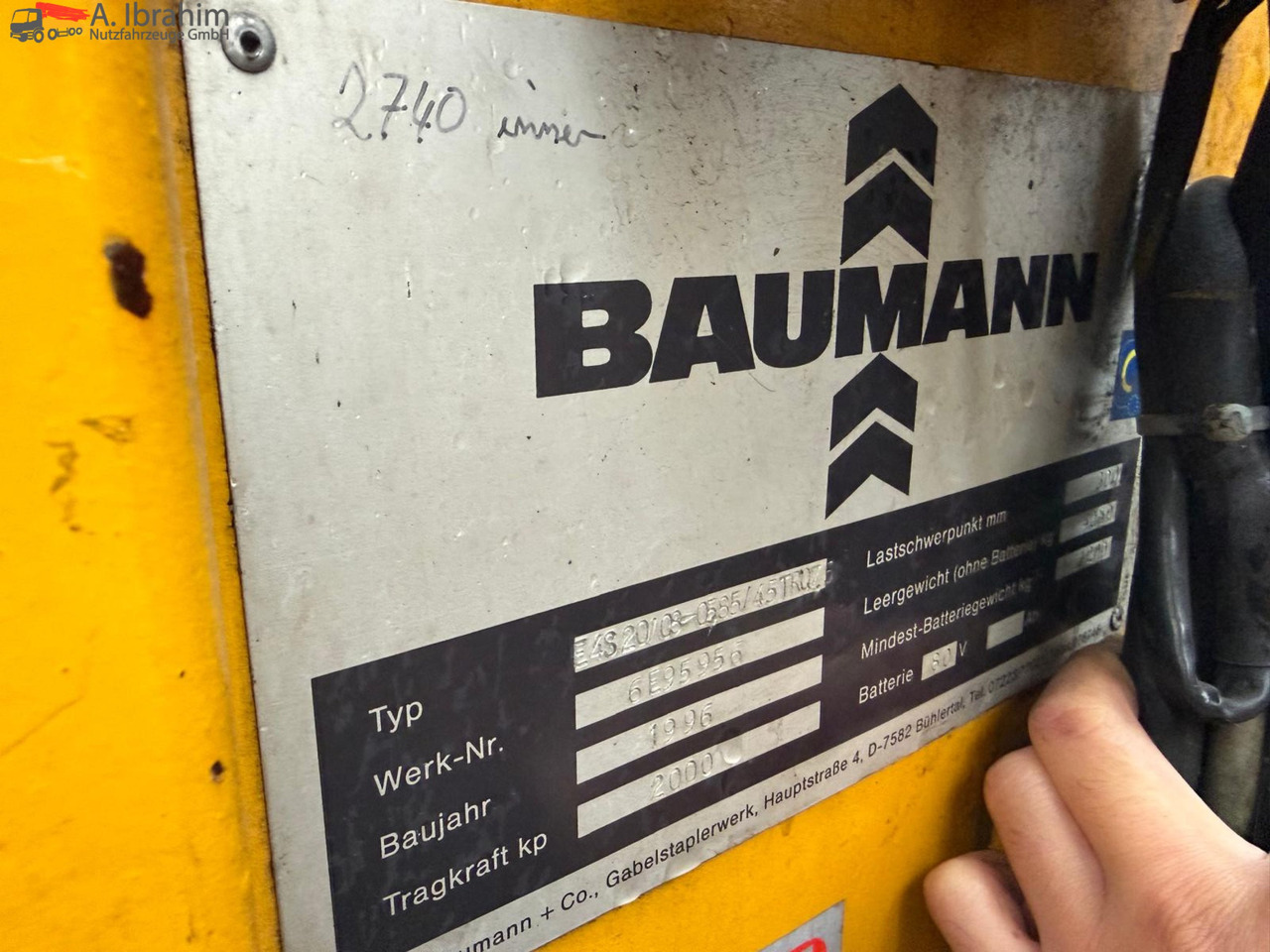 Baumann E 4S20/08 Elektrostapler | 2000 Kg Tragkraft | 80V Batterien - Bočni utovarivač: slika 3 Baumann E 4S20/08 Elektrostapler | 2000 Kg Tragkraft | 80V Batterien - Bočni utovarivač: slika 3