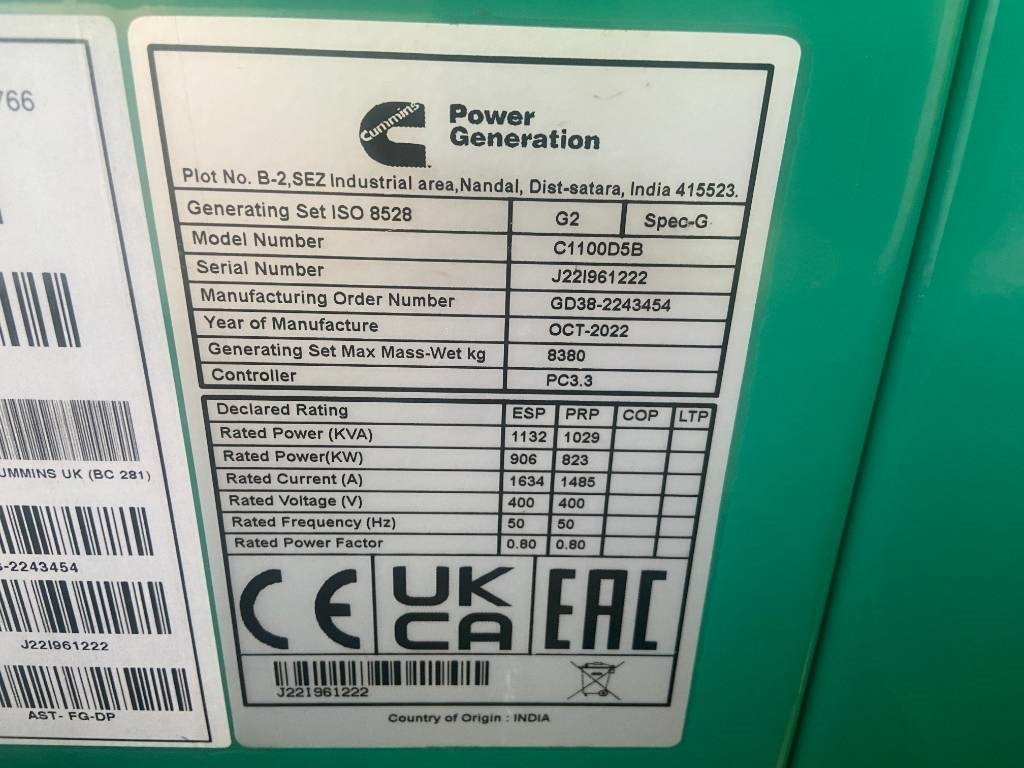Cummins C1100D5B - 1.100 kVA Open Generator - DPX-18531-O - Set generatora: slika 4 Cummins C1100D5B - 1.100 kVA Open Generator - DPX-18531-O - Set generatora: slika 4