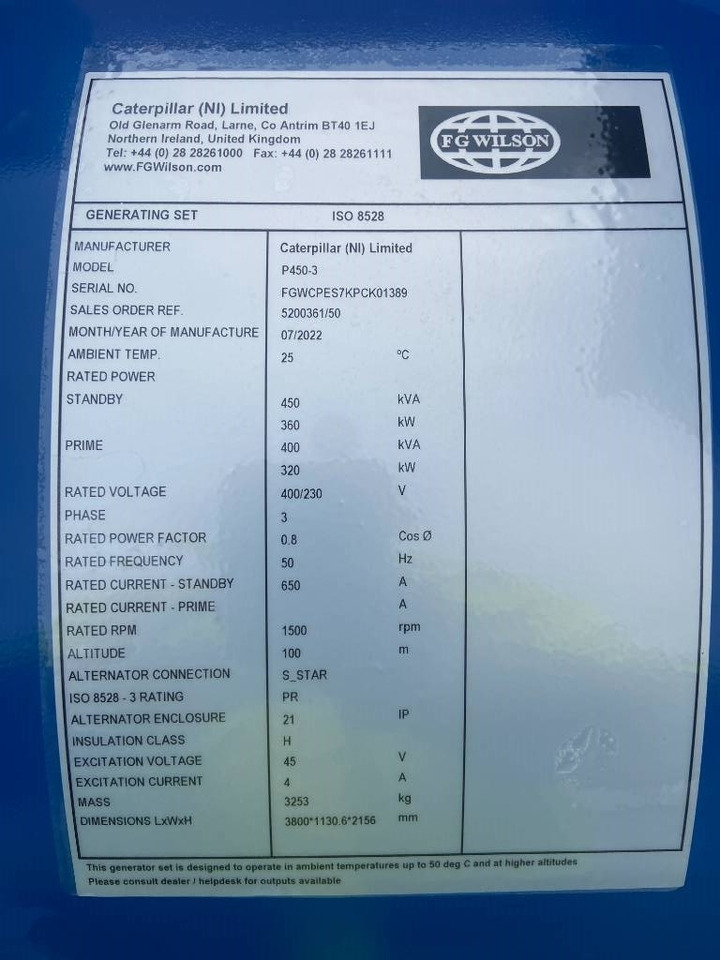 FG Wilson P450-3 - 450 kVA Open Genset - DPX-16018-O - Set generatora: slika 4 FG Wilson P450-3 - 450 kVA Open Genset - DPX-16018-O - Set generatora: slika 4
