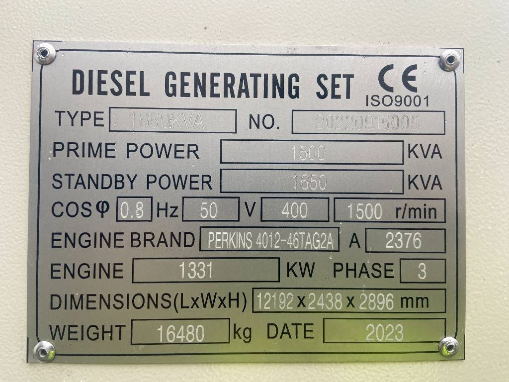 Perkins 4012-46TAG2A - 1.650 kVA Generator - DPX-19823-O - Set generatora: slika 4 Perkins 4012-46TAG2A - 1.650 kVA Generator - DPX-19823-O - Set generatora: slika 4