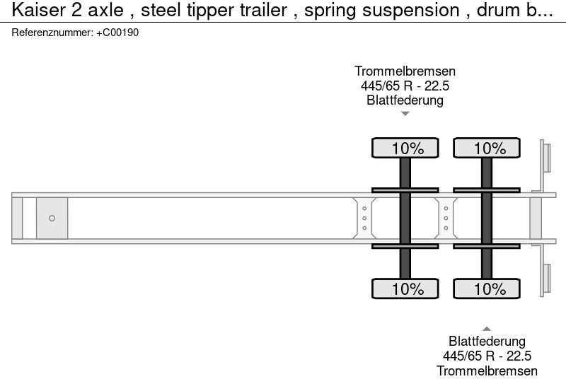 Poluprikolica istovarivača Kaiser 2 axle , steel tipper trailer , spring suspension , drum brakes: slika 12