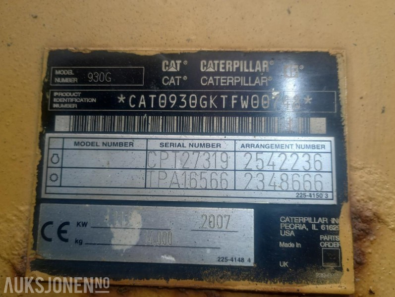 2007 Cat 950 G HJULLASTER - 6237 Timer - Utovarivač točkaš: slika 5 2007 Cat 950 G HJULLASTER - 6237 Timer - Utovarivač točkaš: slika 5