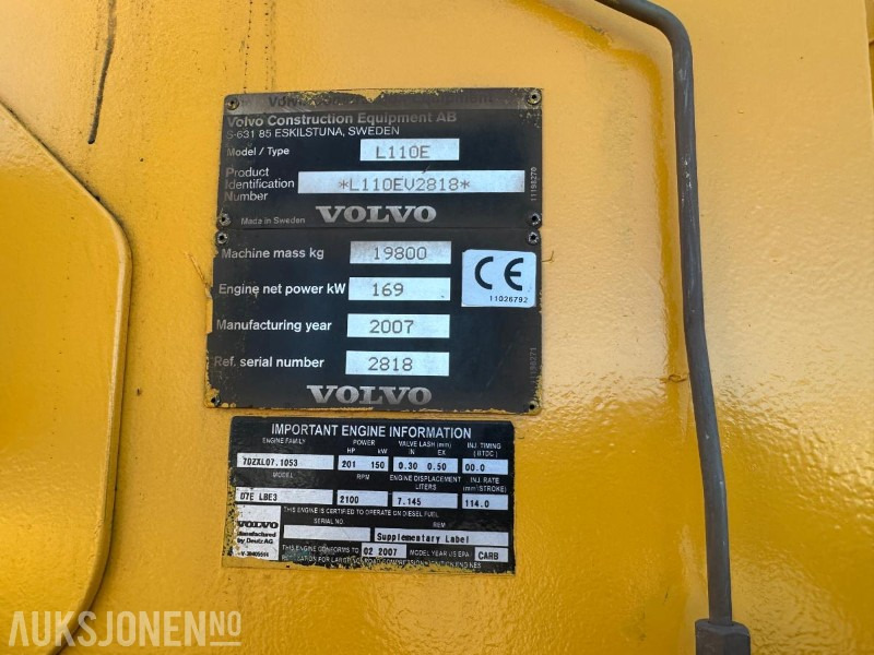 2007 Volvo L110E HJULLASTER - 11000 Timer - Utovarivač točkaš: slika 5 2007 Volvo L110E HJULLASTER - 11000 Timer - Utovarivač točkaš: slika 5