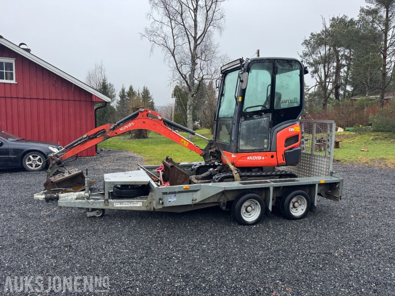 2013 Kubota KX019-4 minigraver m/ Ifor Williams GX maskinhenger - Mini bager: slika 1 2013 Kubota KX019-4 minigraver m/ Ifor Williams GX maskinhenger - Mini bager: slika 1