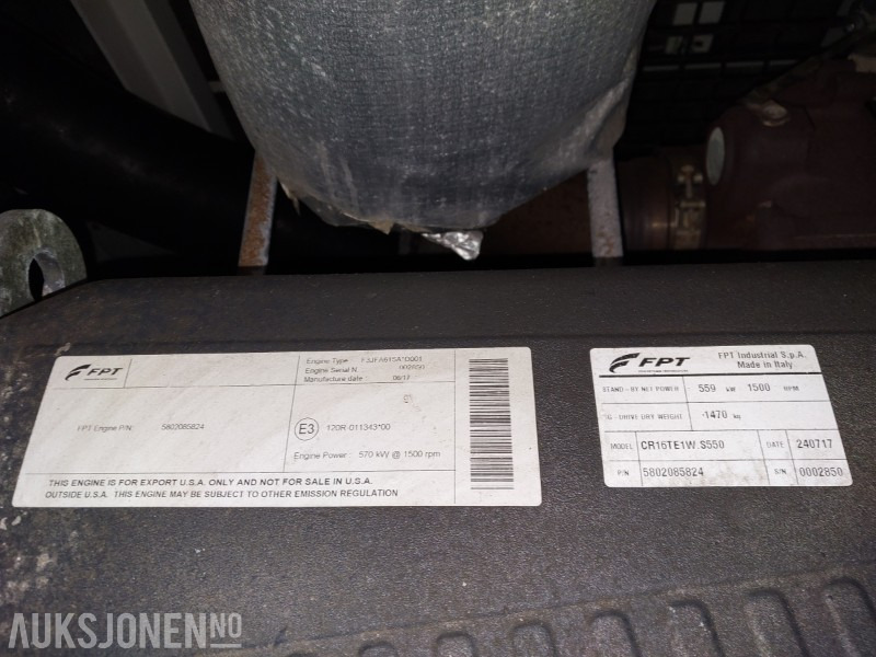 2017 DIESELAGGREGAT I CANOPY 555Kva -400Volt -50 Hz Kun gått 937 timer - Građevinska oprema: slika 2 2017 DIESELAGGREGAT I CANOPY 555Kva -400Volt -50 Hz Kun gått 937 timer - Građevinska oprema: slika 2