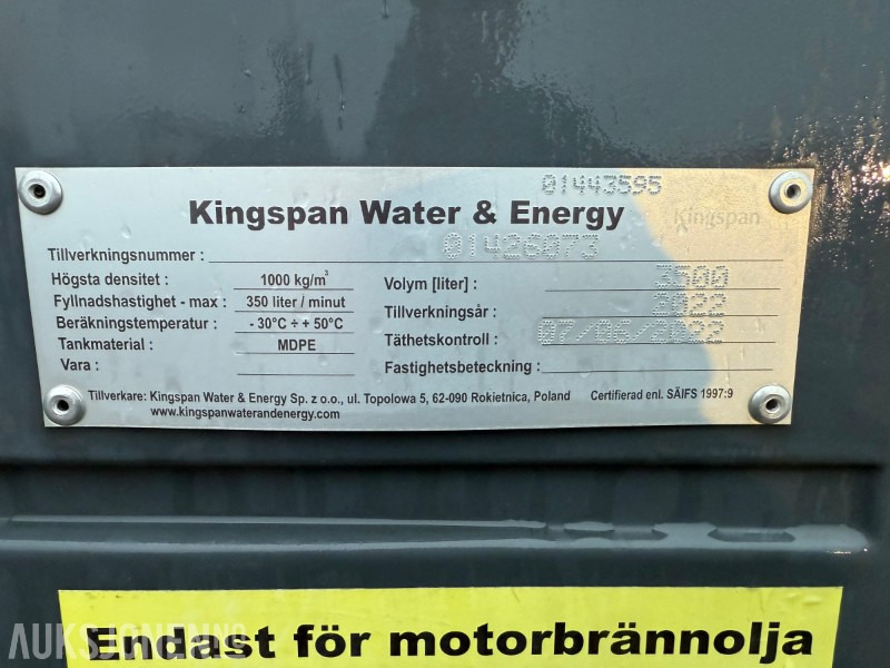 2022 Andre Kingspan Fuelmaster 3500L stasjonær dieseltank med pumpe og låsbart skap. - Građevinska oprema: slika 5 2022 Andre Kingspan Fuelmaster 3500L stasjonær dieseltank med pumpe og låsbart skap. - Građevinska oprema: slika 5
