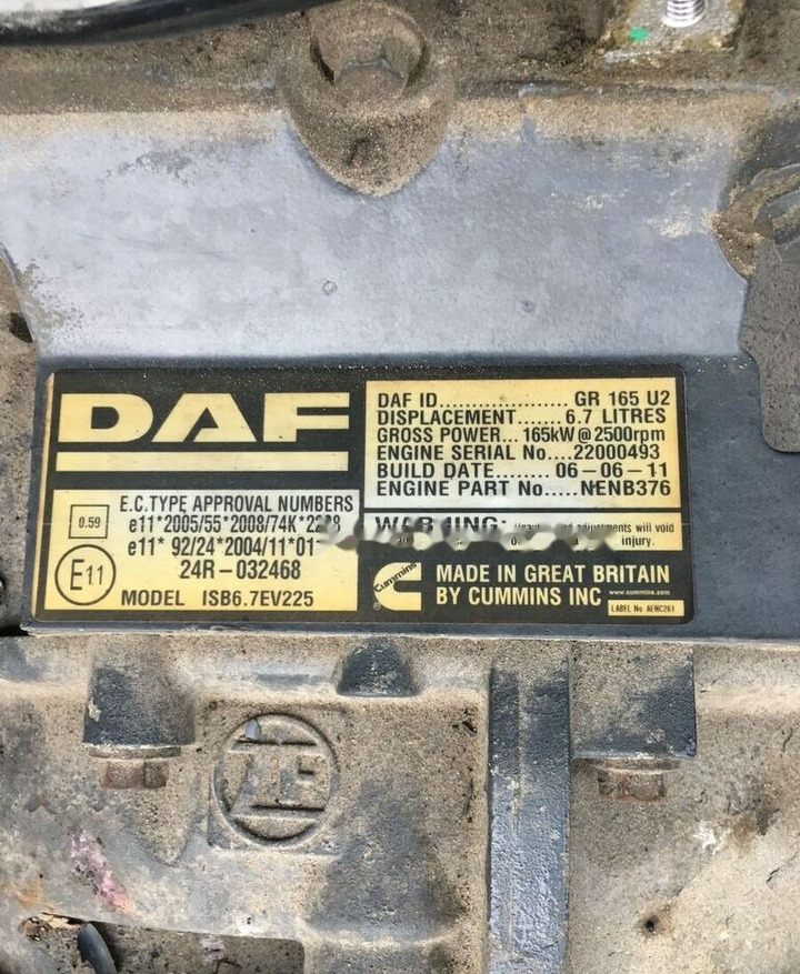 DAF Paccar GR 165 U2 DAF CF, LF - Motor za Kamion: slika 2 DAF Paccar GR 165 U2 DAF CF, LF - Motor za Kamion: slika 2