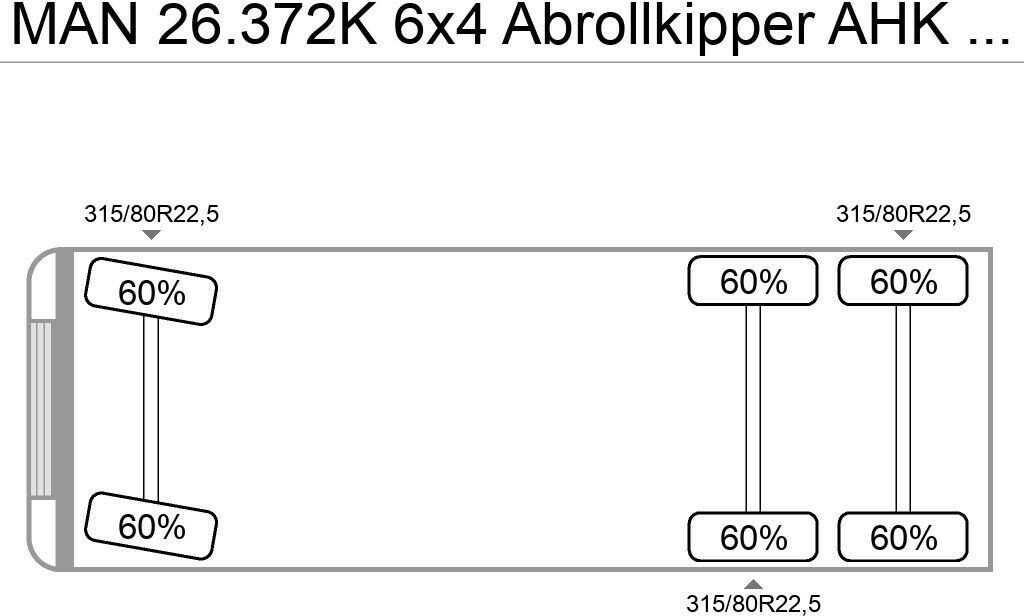 MAN 26.372K 6x4 Abrollkipper AHK Blatt/Blatt - Kamion sa hidrauličnom kukom: slika 4 MAN 26.372K 6x4 Abrollkipper AHK Blatt/Blatt - Kamion sa hidrauličnom kukom: slika 4