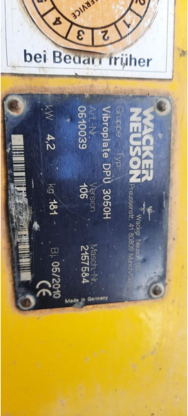 Wacker Rüttelplatte DPU 3050H - Vibraciona ploča: slika 4 Wacker Rüttelplatte DPU 3050H - Vibraciona ploča: slika 4