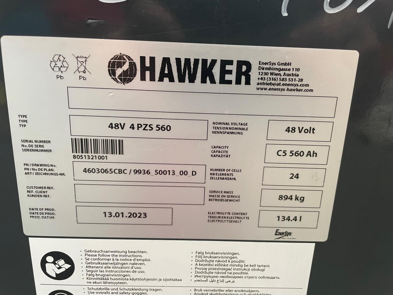 Hawker 48V 4 PZS 560 - Baterija za Oprema za rukovanje materijalima: slika 2 Hawker 48V 4 PZS 560 - Baterija za Oprema za rukovanje materijalima: slika 2