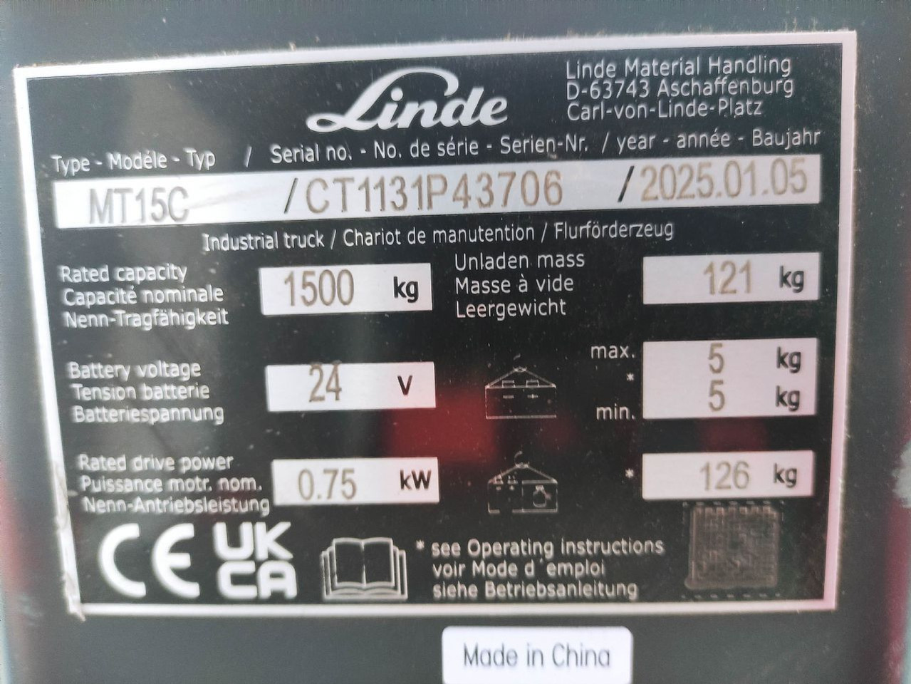 Linde MT15C - Kolica za palete: slika 5 Linde MT15C - Kolica za palete: slika 5