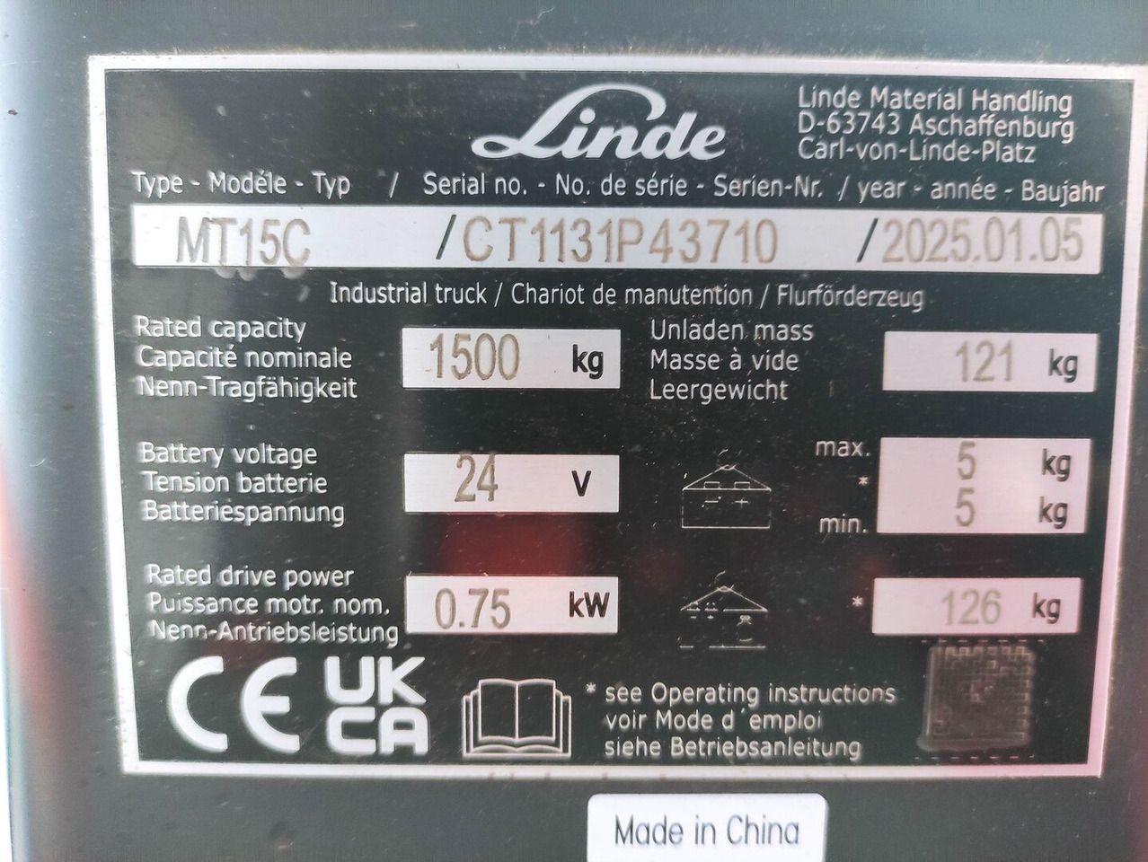 Linde MT15C - Kolica za palete: slika 5 Linde MT15C - Kolica za palete: slika 5