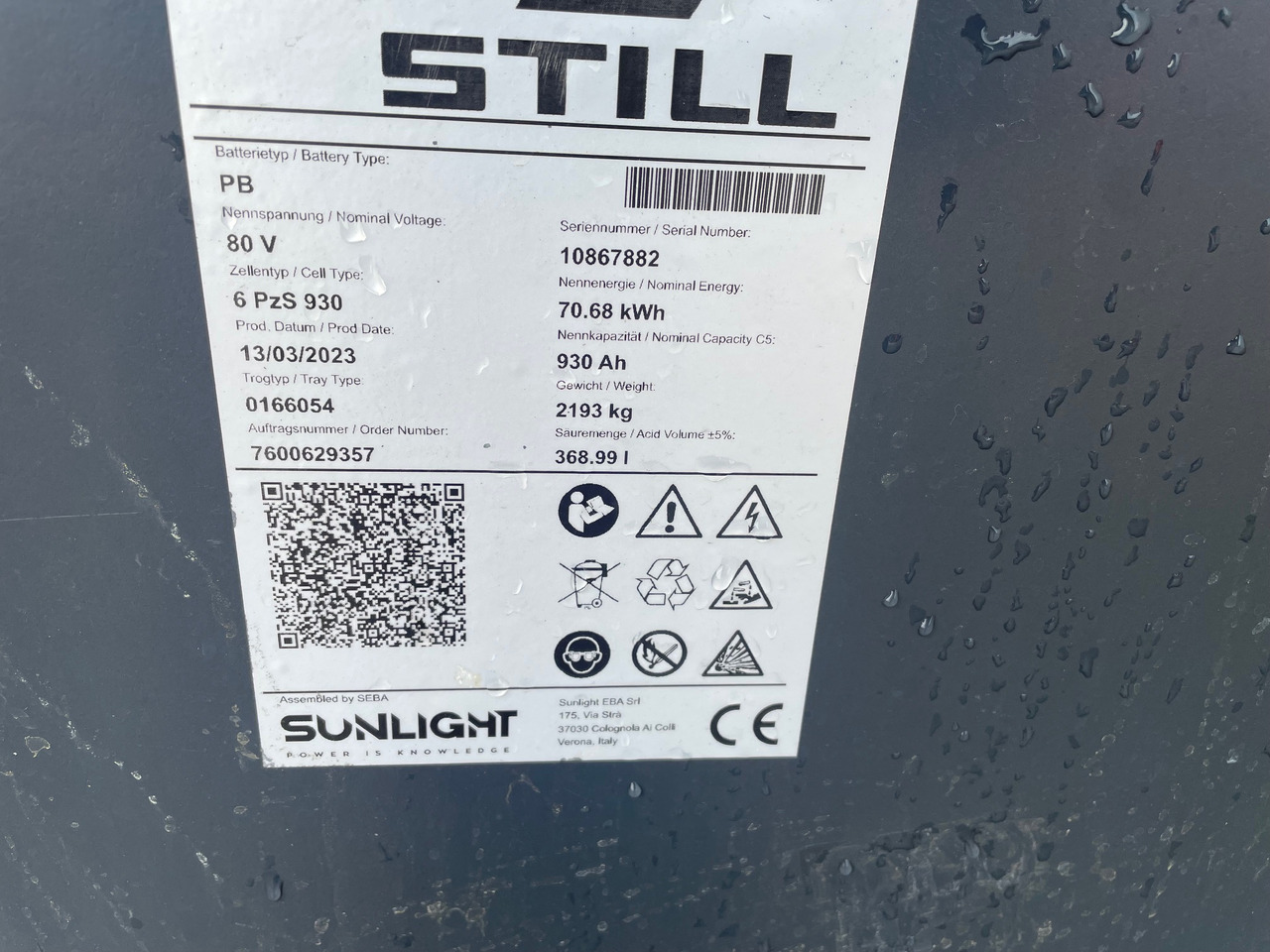 Sunlight 80V 6 PzS 930 - Baterija za Oprema za rukovanje materijalima: slika 2 Sunlight 80V 6 PzS 930 - Baterija za Oprema za rukovanje materijalima: slika 2