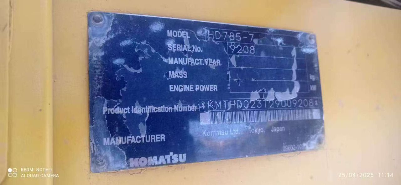 KOMATSU HD785-7 - Kiper sa krutom šasijom/ Kiper za kamen: slika 2 KOMATSU HD785-7 - Kiper sa krutom šasijom/ Kiper za kamen: slika 2