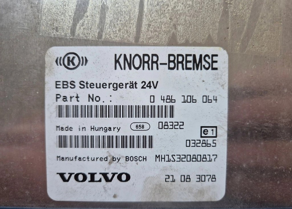 STEROWNIK KASETA EBS KNORR-BREMSE 0486106064 21083078 - Upravljačka jedinica: slika 2 STEROWNIK KASETA EBS KNORR-BREMSE 0486106064 21083078 - Upravljačka jedinica: slika 2