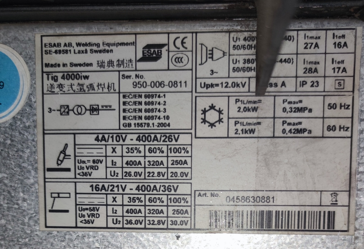 ESAB AB Tig 400iw - Oprema za varenje: slika 4 ESAB AB Tig 400iw - Oprema za varenje: slika 4