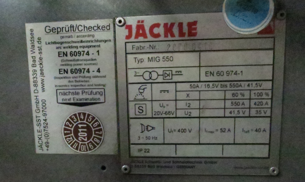 Jaeckle MIG 550 - Oprema za varenje: slika 3 Jaeckle MIG 550 - Oprema za varenje: slika 3