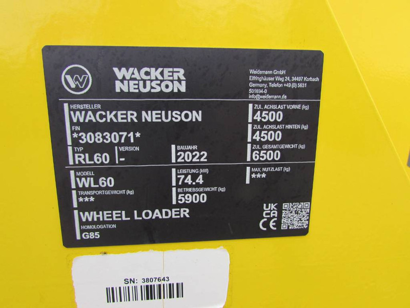 Utovarivač točkaš WACKER NEUSON WL 60 Radlader 48.500 EUR: slika 6