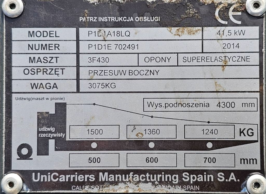 Gasni viljuškar UniCarriers DX 18 P1D1A18LQ: slika 8
