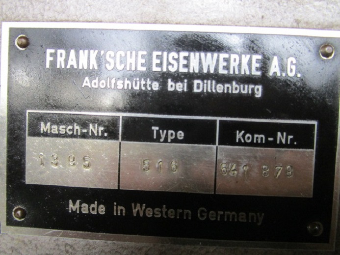 FRANK‘SCHE 516 - Štamparska mašina: slika 4 FRANK‘SCHE 516 - Štamparska mašina: slika 4