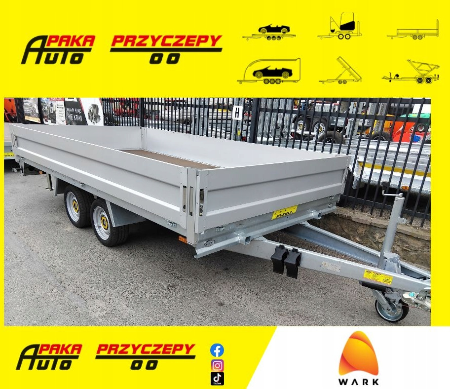 Platforma przyczepa 4x2 WARK dmc 2700 + burty / Platform trailer 4x2 WARK GVW 2700 + sides - Plato prikolica: slika 1 Platforma przyczepa 4x2 WARK dmc 2700 + burty / Platform trailer 4x2 WARK GVW 2700 + sides - Plato prikolica: slika 1
