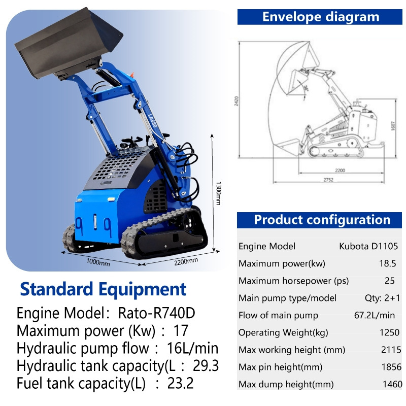 LEZUM LA380 Mini Skid Steer Loader Compact Track Diesel Cheap Mini Skid Steer Loader For Sale With Mini Skid Steer Attachments 4 In 1 Bucket - Mini utovarivač: slika 2 LEZUM LA380 Mini Skid Steer Loader Compact Track Diesel Cheap Mini Skid Steer Loader For Sale With Mini Skid Steer Attachments 4 In 1 Bucket - Mini utovarivač: slika 2