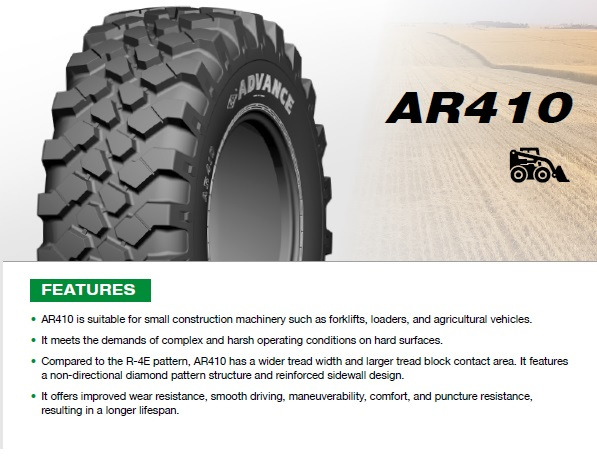 400/70R20 AR410 Advance Available as loose tire or complete wheel. - Utovarivač točkaš: slika 3 400/70R20 AR410 Advance Available as loose tire or complete wheel. - Utovarivač točkaš: slika 3