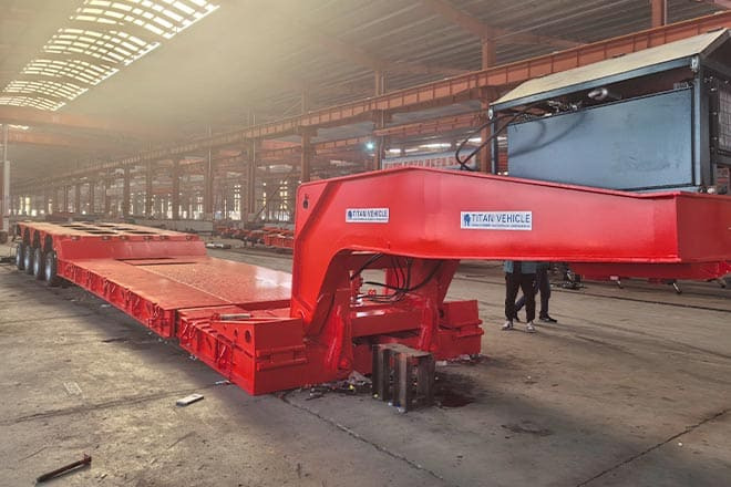 TITAN 4 Axle Extendable Lowboy Trailer for Sale in Nigeria - Niska poluprikolica za prevoz: slika 1 TITAN 4 Axle Extendable Lowboy Trailer for Sale in Nigeria - Niska poluprikolica za prevoz: slika 1