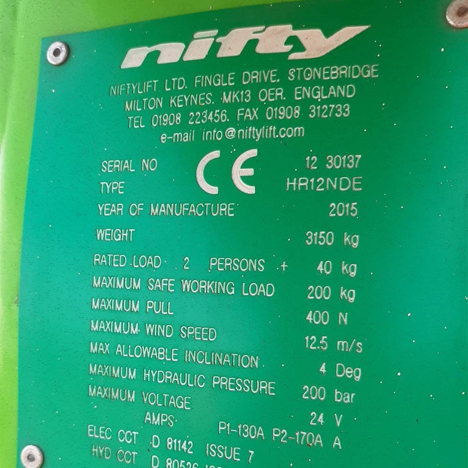 Zglobna platforma Niftylift HR 12: slika 13