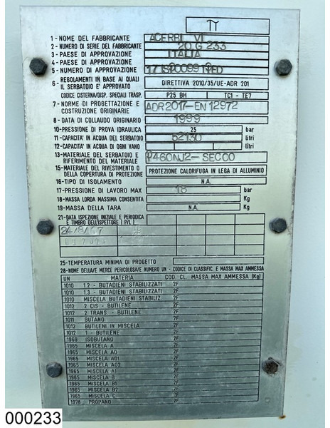 Poluprikolica cisterna ACERBI Gas 52130 Liter, LPG GPL gas tank, Gaz, 1 Compartment: slika 8