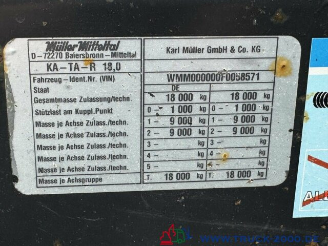Müller-Mitteltal KA-TA- R 18,0 Tandem 3 Seitenkipper NL 13.500kg - Prikolica istovarivača: slika 4 Müller-Mitteltal KA-TA- R 18,0 Tandem 3 Seitenkipper NL 13.500kg - Prikolica istovarivača: slika 4